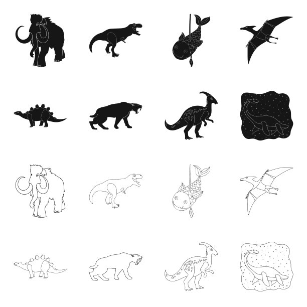 设计动物和人物的图标集图片下载