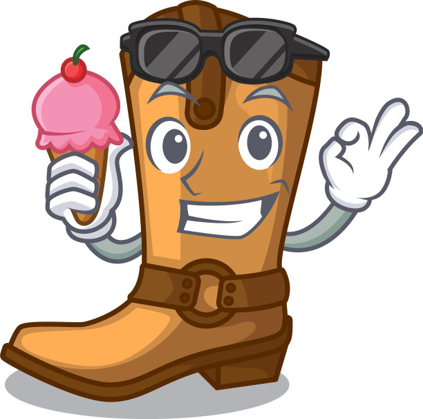 与冰淇淋牛仔靴隔离吉祥物图片下载