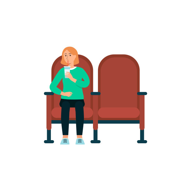 单身女子与饮料在电影卡通风格图片下载