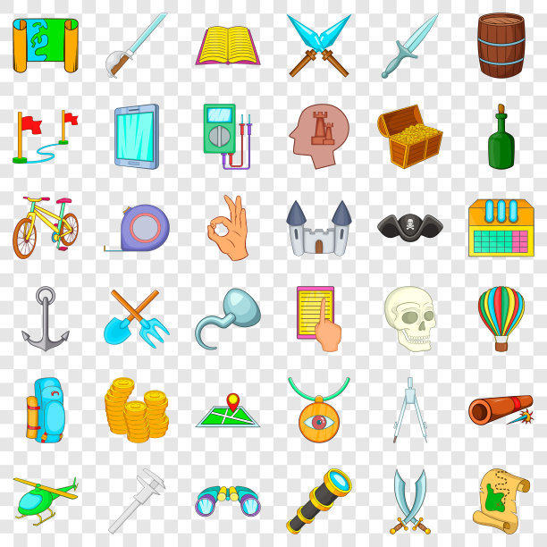 海盗图标设置卡通风格图片下载