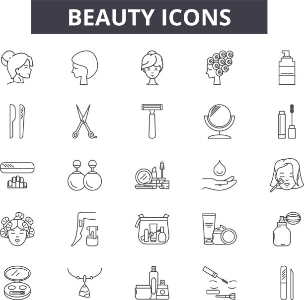 用于网页和手机设计的美容系列图标图片下载