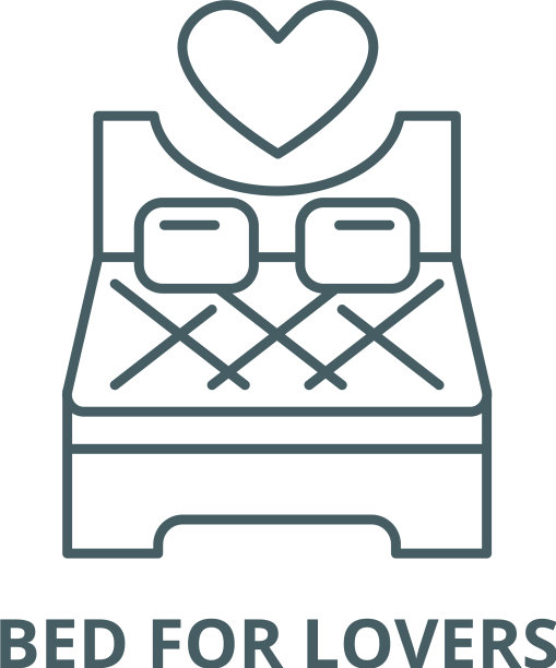 床为情侣线图标线性概念图片下载