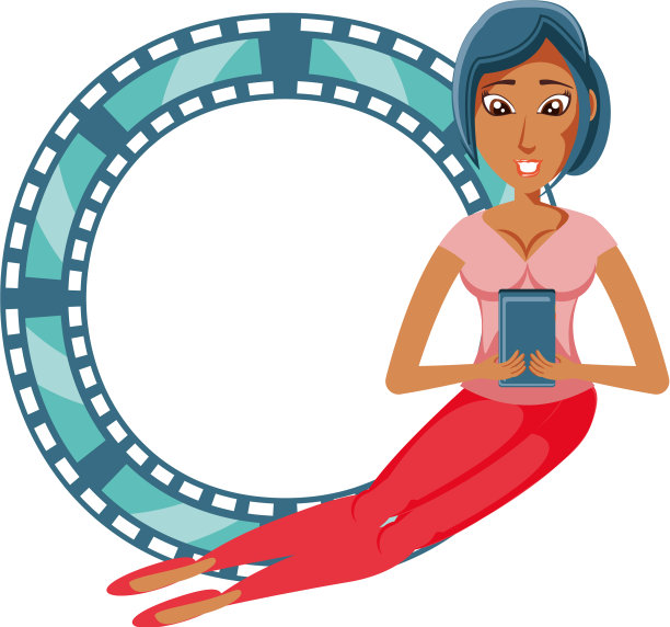 拿着智能手机和录像带的女人图片下载