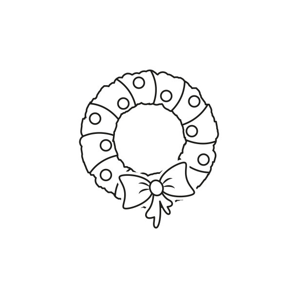 带有蝴蝶结标志的新年花环图片下载