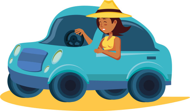 女人开着旅游小车图片下载