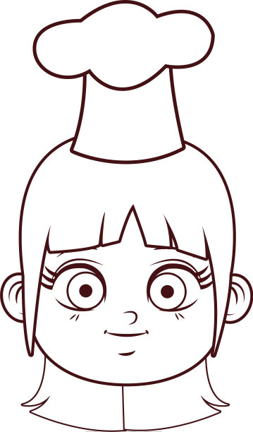 可爱的厨师女孩脸卡通图片下载