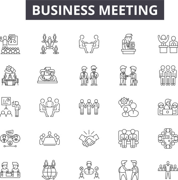 业务会议线图标为网络和移动图片下载