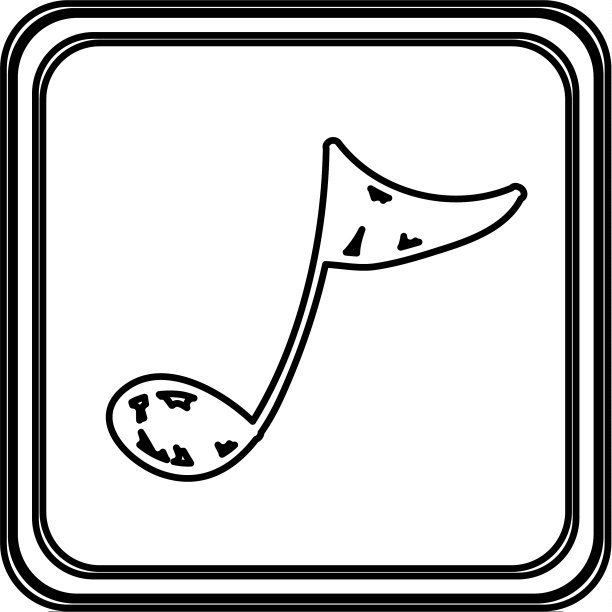 黑白轮廓与符号第八音符按钮图片下载