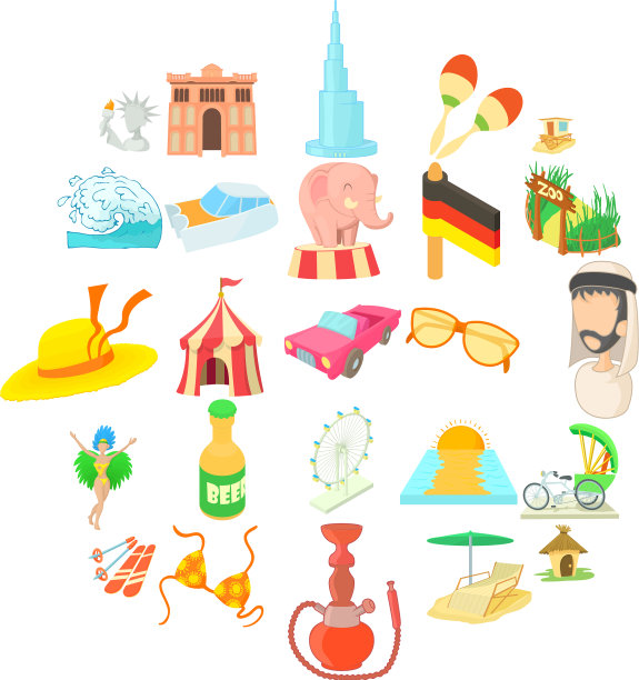 无拘无束的欢乐图标设置卡通风格图片下载