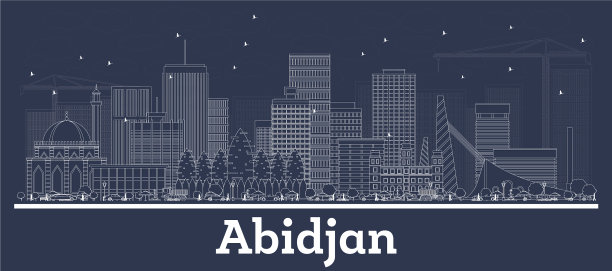 勾勒象牙海岸城市阿比让的天际线图片下载