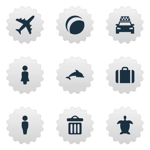 一组简单的海滩图标图片下载