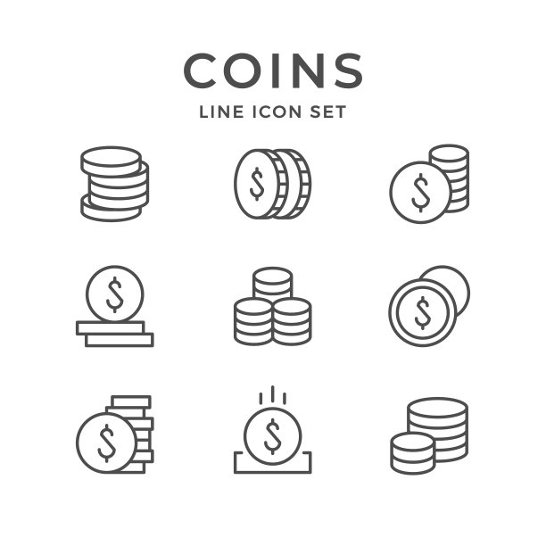 设置线图标的硬币图片下载