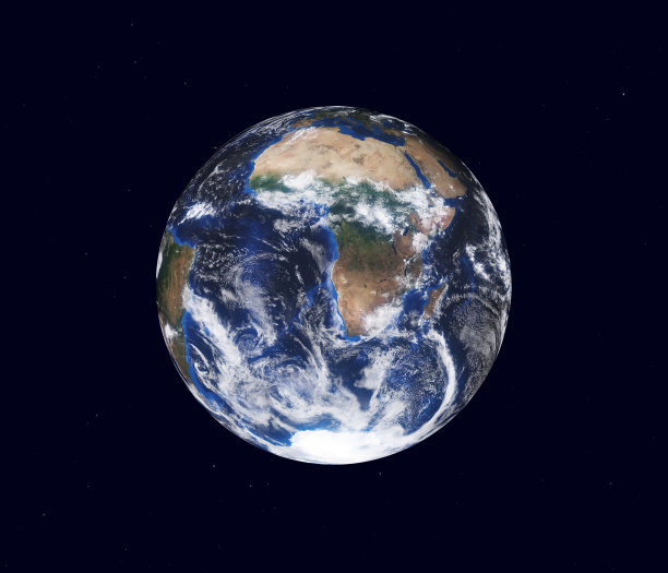 地球，非洲大陆的视图。地图由美国宇航局提供。三维演示图片下载