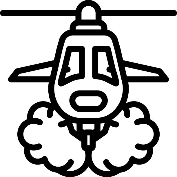 野火直升机图标轮廓风格图片下载