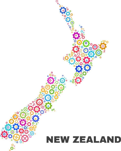 齿轮元件的马赛克新西兰地图图片下载