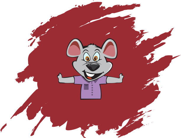 可爱的鼠标在抽象的红色背景图片下载