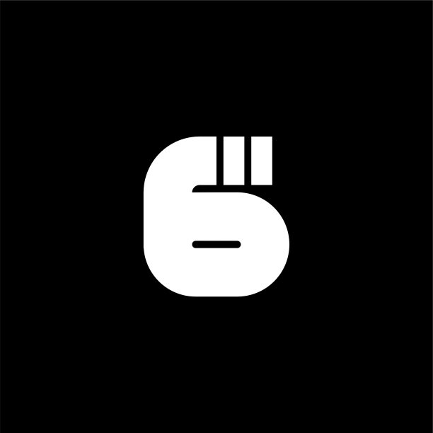 粗几何渐变线条数字6标志图片下载