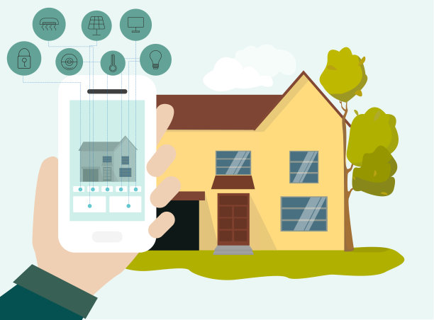 智能技术。人在手机上使用现代家庭控制系统的说明图片下载