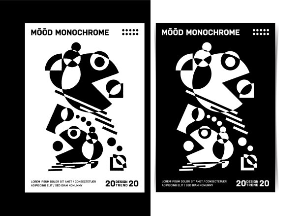 黑白几何形状A4海报模板。矢量插图。图片下载