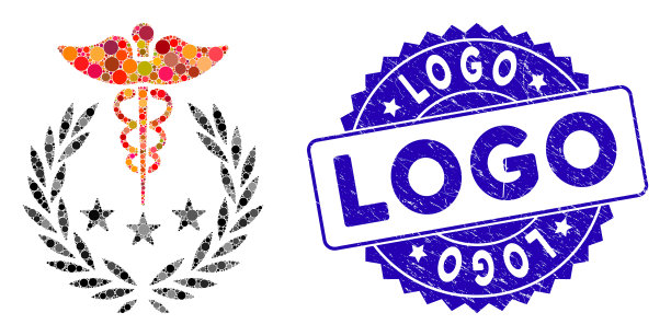 拼贴caduceus标志图标与刮花标志图片下载