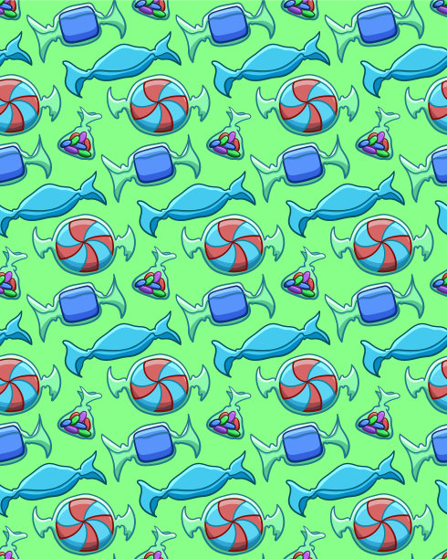 蓝色糖果无缝图案上的绿色背景图片下载