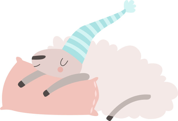 可爱的绵羊动物睡在枕头上图片下载