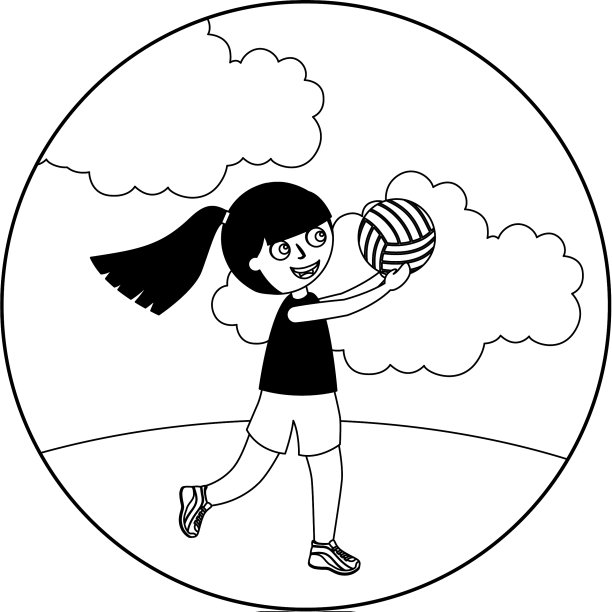 小女孩打排球孤立的图标图片下载