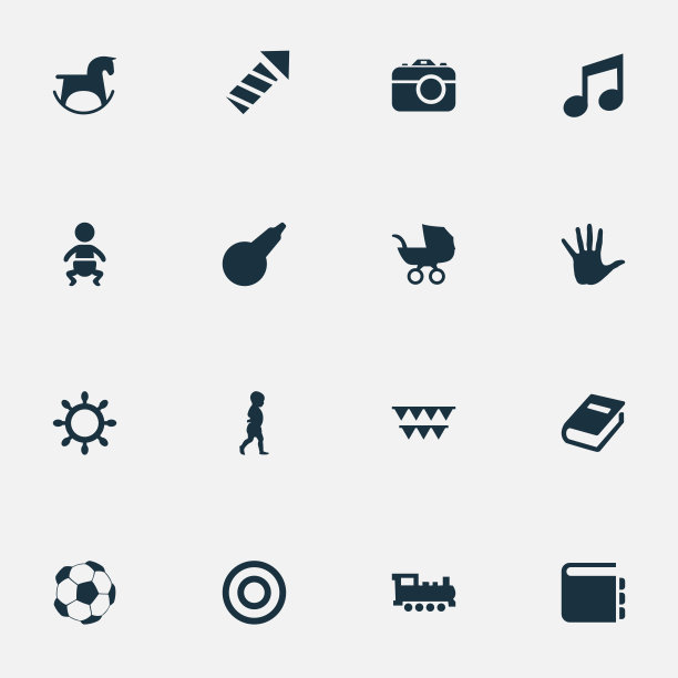 一组简单的婴儿图标图片下载