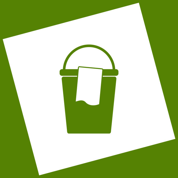 水桶和一个破布标志白色图标获得图片下载