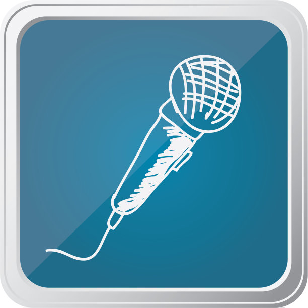 麦克风按钮，背景蓝色，手图片下载