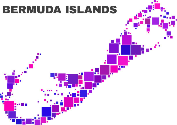 马赛克百慕大群岛地图的方形项目图片下载