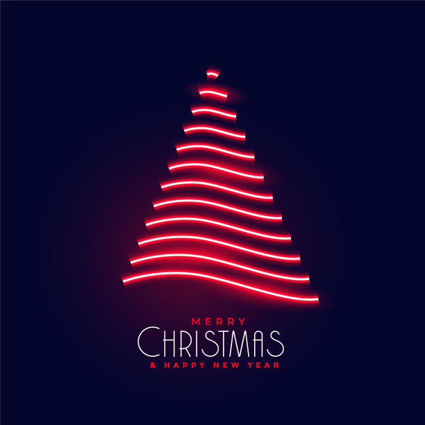 创意霓虹灯闪闪的圣诞树设计图片下载