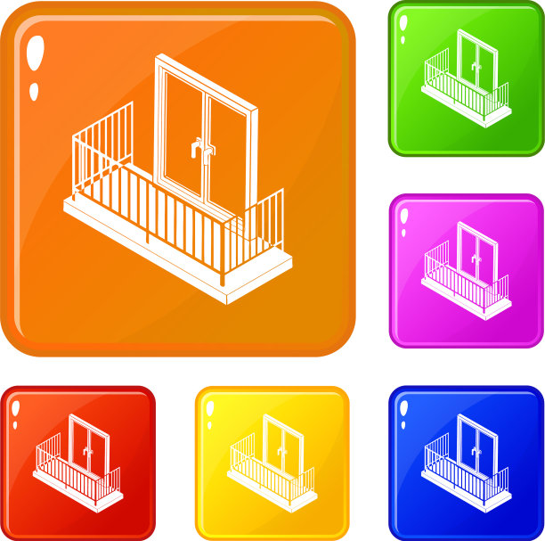 阳台与金属栅栏图标设置颜色图片下载