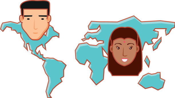 地球行星地图与人的头图片下载