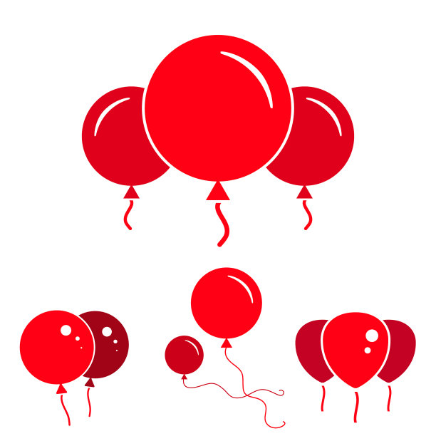 红色派对气球图标孤立在白色上图片下载