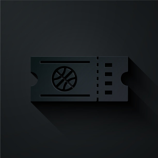 剪纸篮球比赛门票图标孤立上图片下载