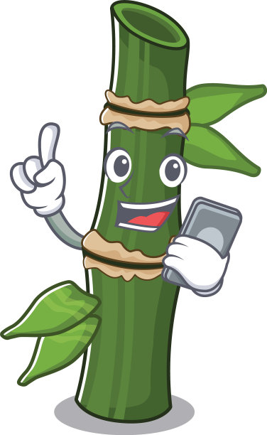 卡通设计的竹子在打电话图片下载