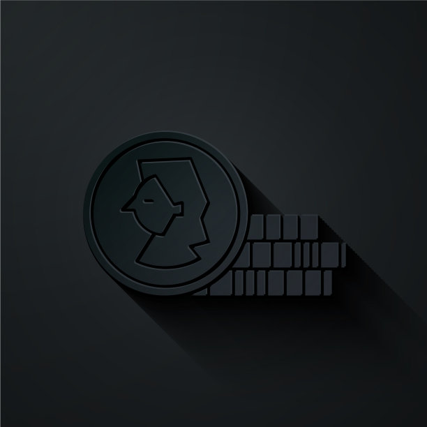剪纸硬币游戏图标孤立在黑色图片下载