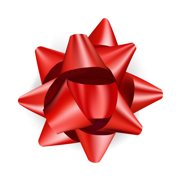 奢华的红色蝴蝶结，呈现出现实的设计。装饰礼物弓孤立在白色图片下载
