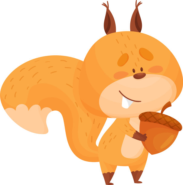 有趣的松鼠角色拿着最喜欢的橡子图片下载