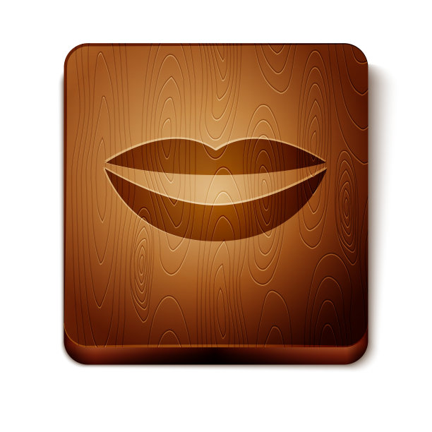 棕色微笑的嘴唇图标孤立在白色图片下载