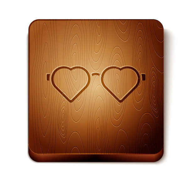 棕色心形爱眼镜图标孤立上图片下载