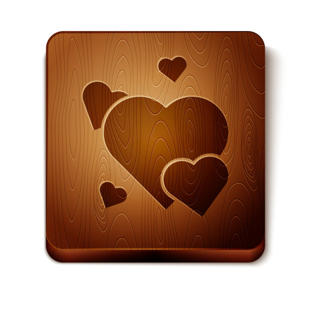 棕色的心图标孤立在白色的背景图片下载