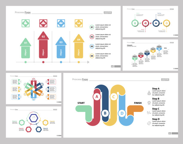 六个统计幻灯片模板集图片下载