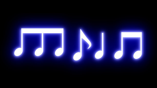 蓝色的音符照亮了黑色背景下的艺术世界图片下载