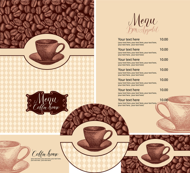 用手工设定咖啡厅的设计元素图片下载