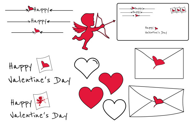 情人节，用爱心包裹着丘比特图片下载