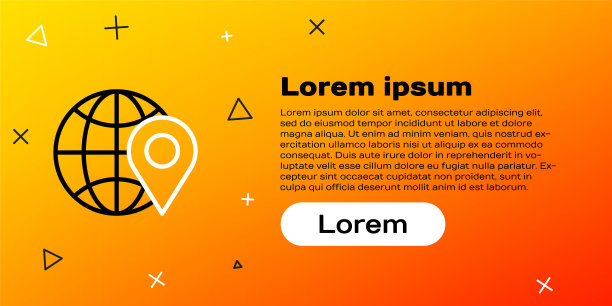 线在黄色背景上隔离的地球图标上的位置。世界或土相星座。色彩斑斓的轮廓的概念。矢量图图片下载