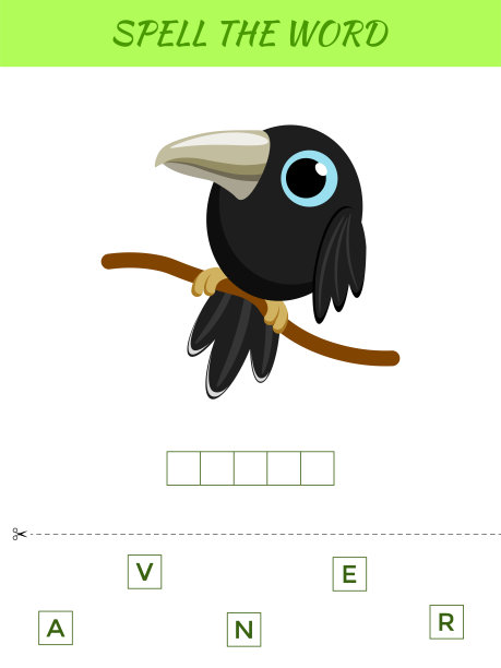 拼字抢夺游戏模板。儿童和幼儿的教育活动。平面矢量股票插图。图片下载