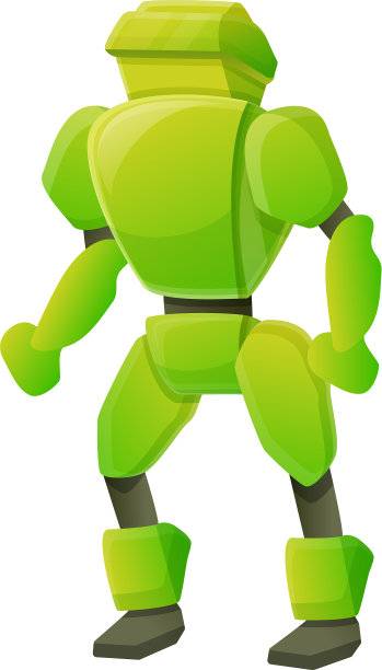 绿色机器人图标卡通风格图片下载